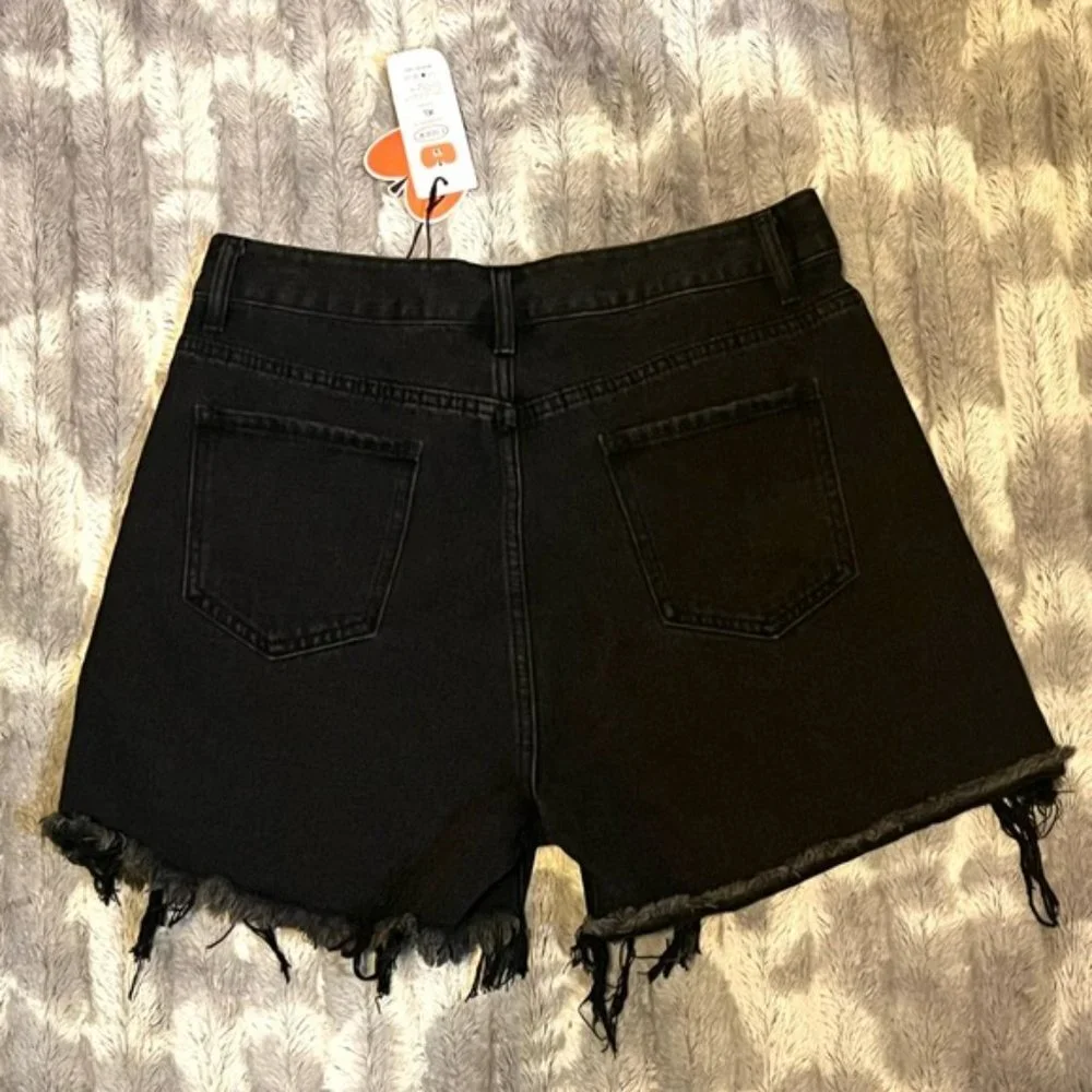 Cider Diamond Tassels Ripped Denim ShortsSize XL - Picture 4 of 10